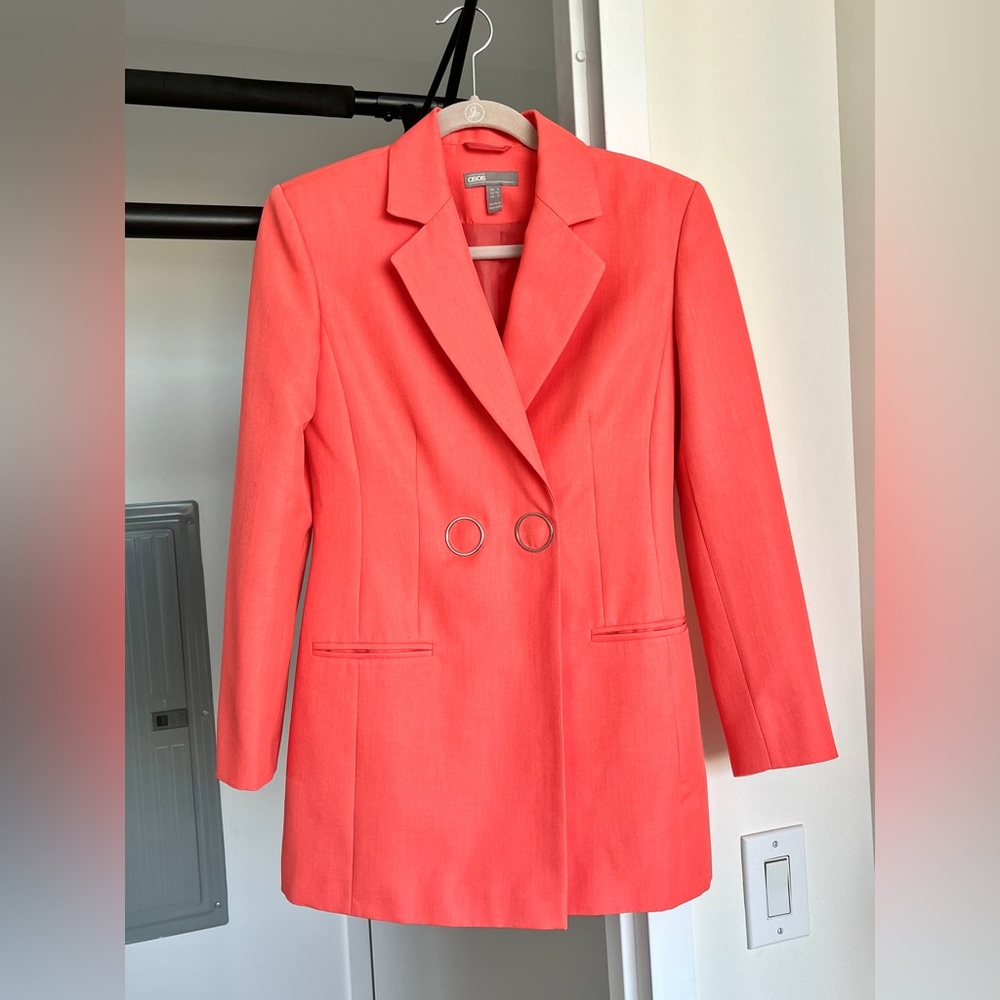 ASOS Coral Strong Shoulder Blazer Jacket size 2